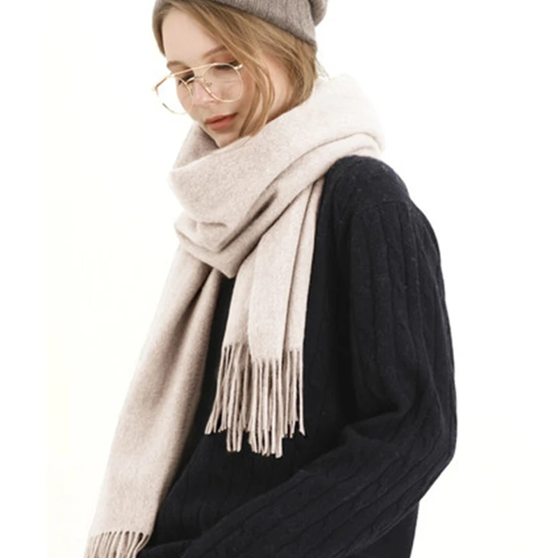 Однотонный кашемировый шарф женский модный теплый и плотный зимний для женщин