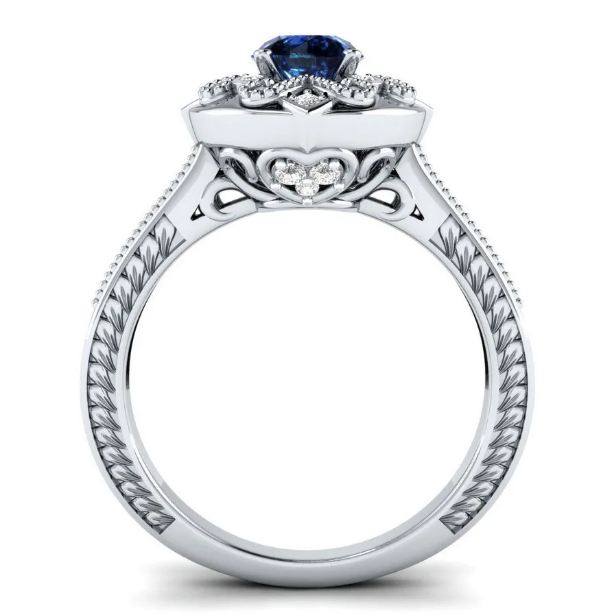 Bague Ringen, креативный цветок, моделирование, простое серебро 925, ювелирное изделие, женское кольцо с сапфиром, Ziron, помолвка, юбилей, свидания
