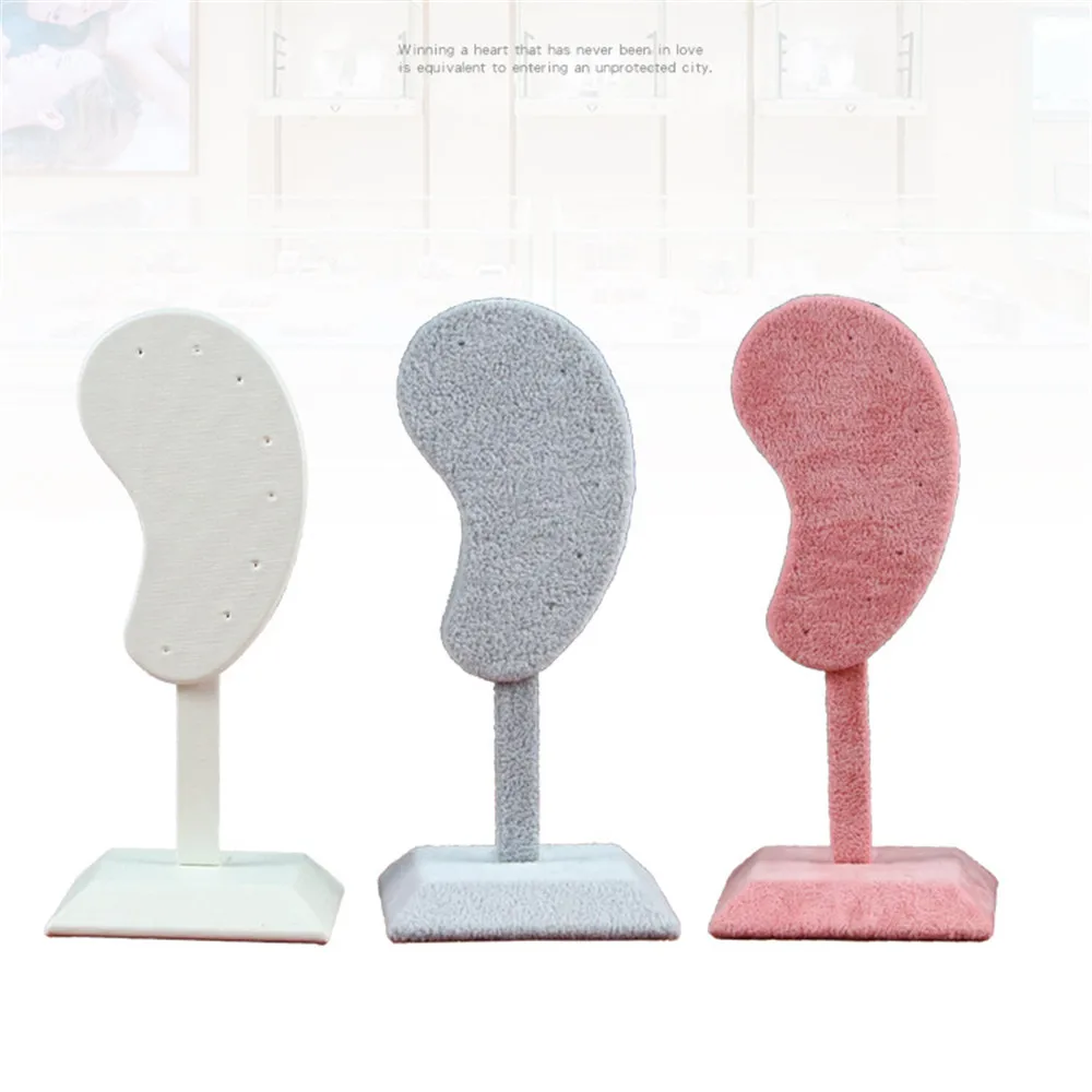 Fashion Earring Display Stand Ear Shaped Clip Stud Jewelry Organizer Microfiber Holder | Украшения и аксессуары