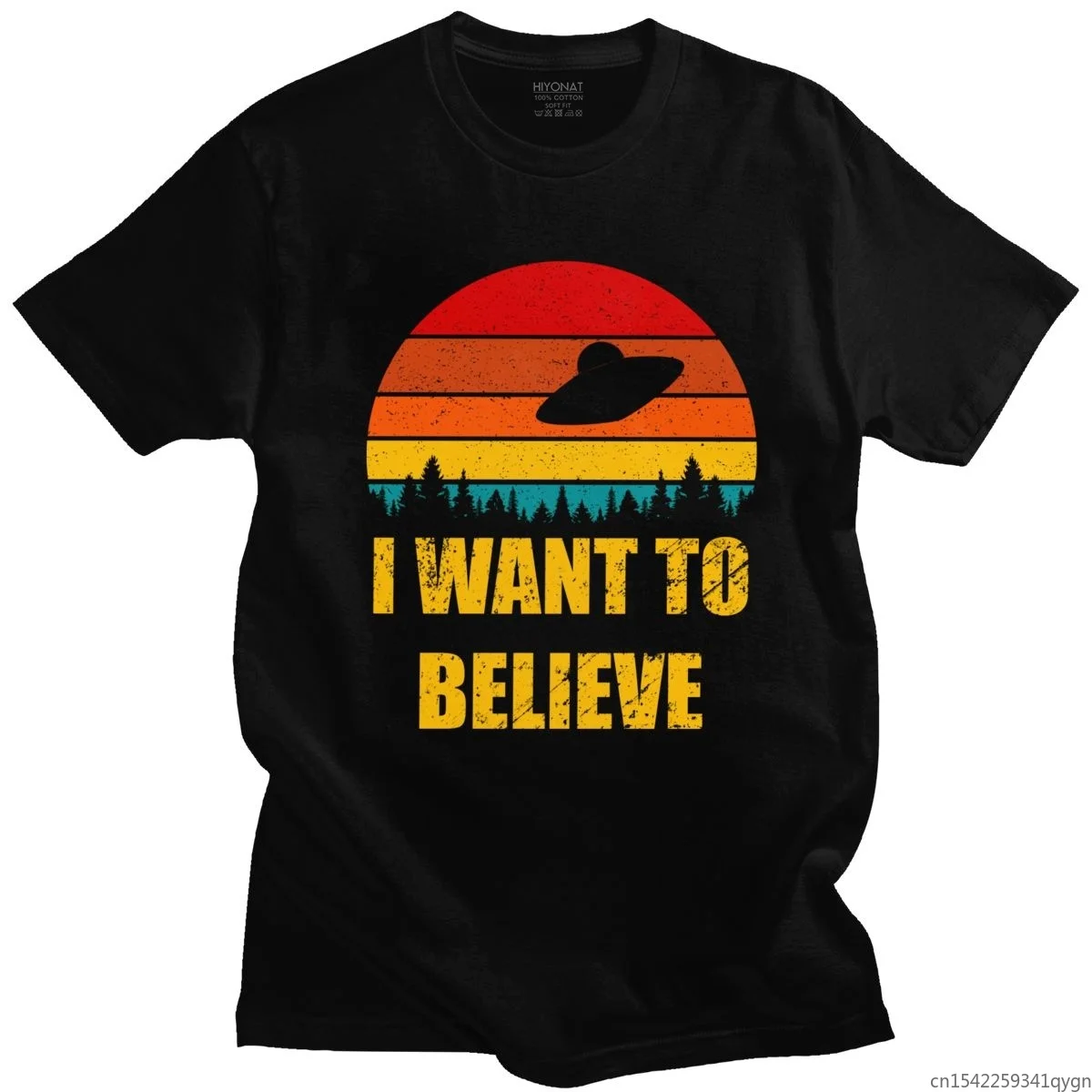 

Vintage The X Files I Want To Believe T Shirt for Men Short Sleeve Aliens UFO Area 51 Tee Tops O-neck T-Shirt Clothing