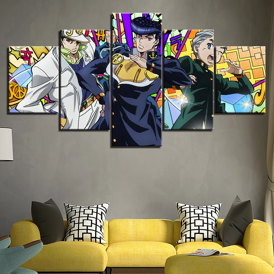 

5 Pieces Canvas Painting Anime JoJo's Bizarre Adventure Jotaro Kujo HD Prints Picture Wall Art Poster Living Room Home Decor