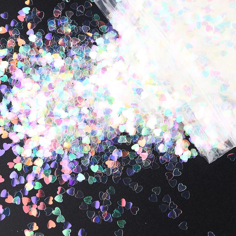 50 г ультратонкие голографические Блестки для ногтей в форме сердца лазерное