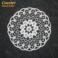 markdown sale white embroidered hollow round coaster table mat holiday party bar counter tea set wine glass non slip decoration