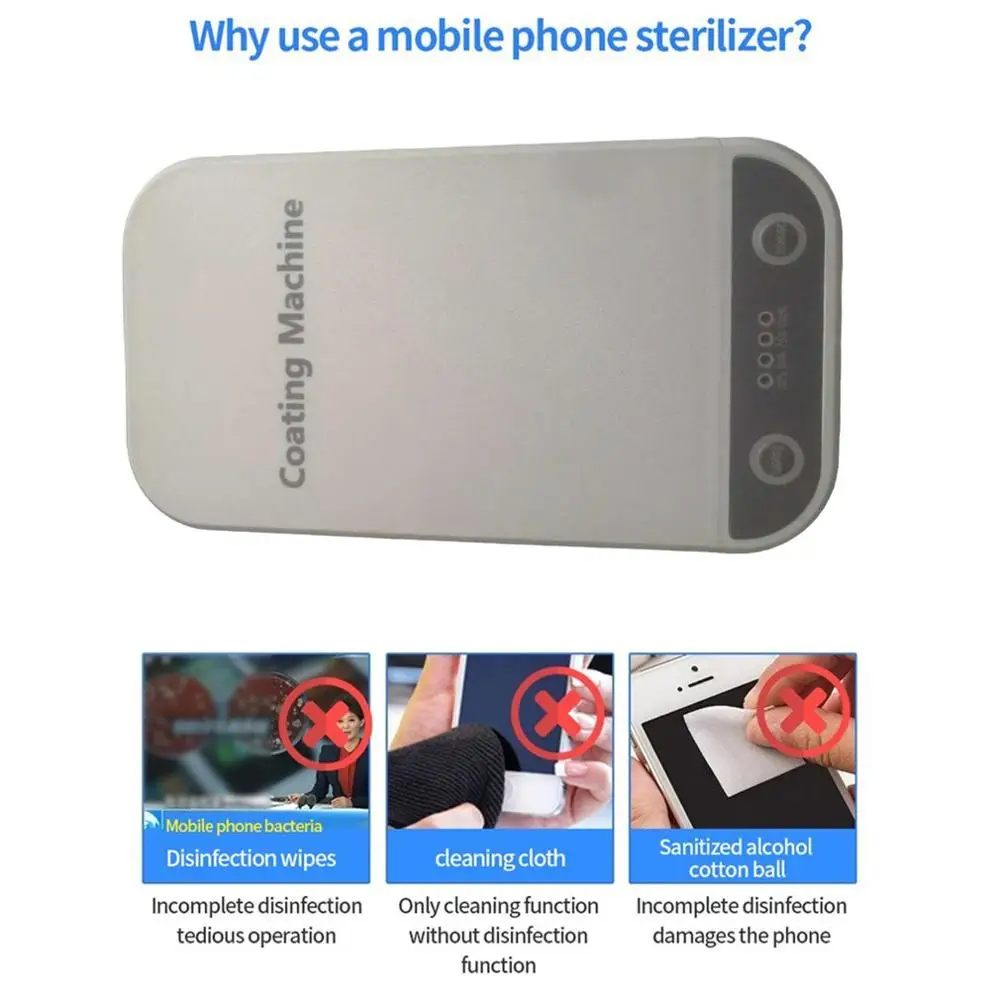 

Uv Light Phone Sterilizer Box Jewelry Phones Cleaner Personal Sanitizer Disinfection With Aromatherapy 10Pcs