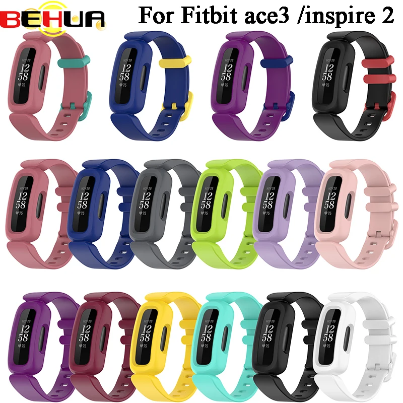 

BEHUA Silicone Strap For Fitbit Ace3 Smart Bracelet Replacement Watch Band For Fitbit Inspire 2 Wristband with Case Accessories