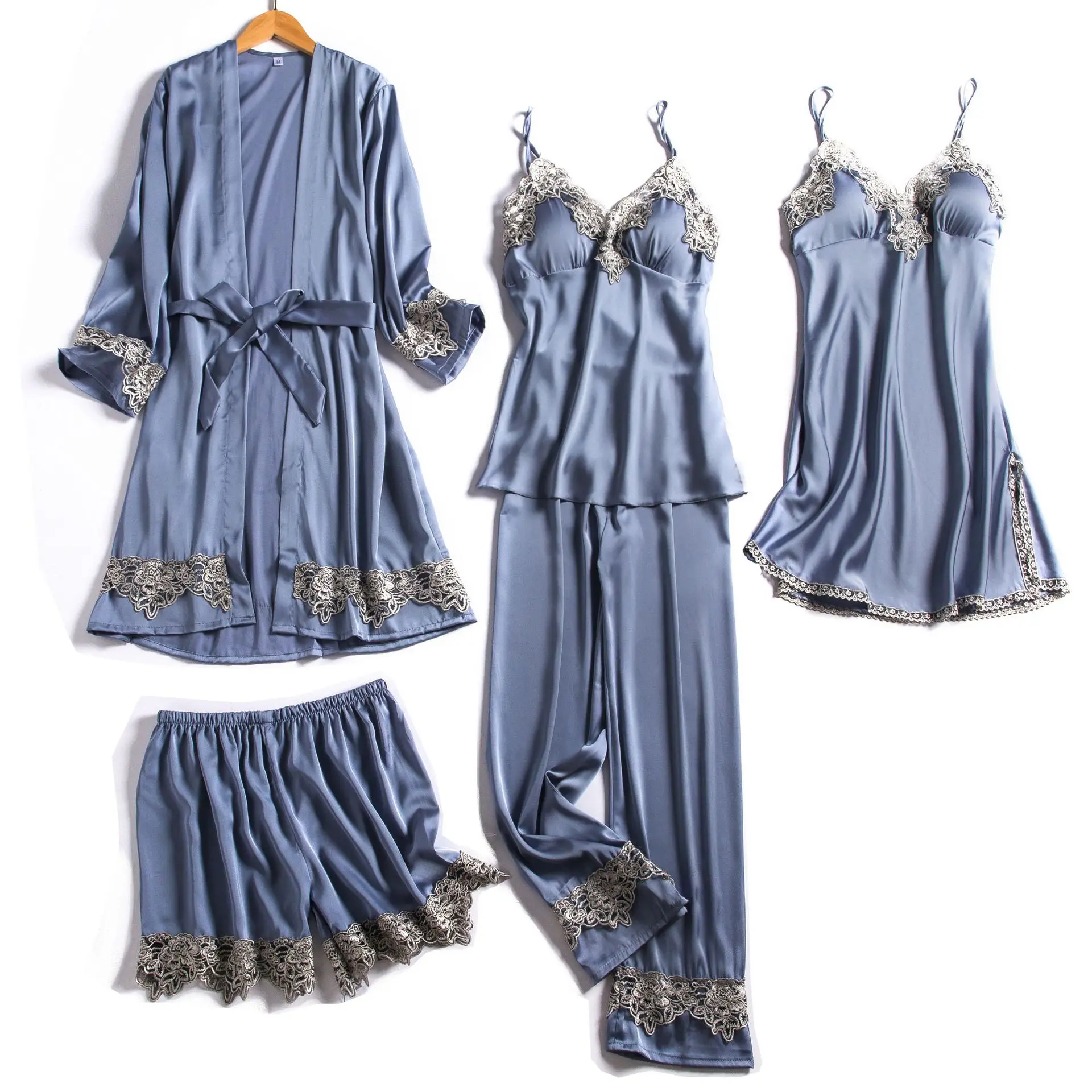 

Women Kimono Bathrobe Gown Sleepwear Satin Pajamas Suit Nightwear Sexy Casual Lace Nighty&Robe Set Nightgown Home Clothes