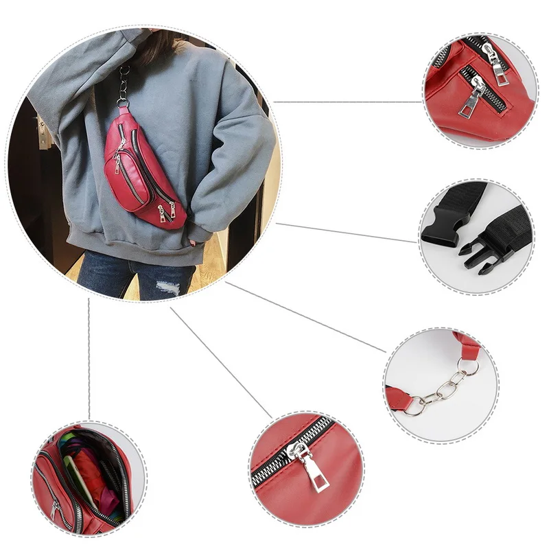 

2021 Waist Bag Women Waist Packs Belt Bag Luxury Leather Chest Handbag Black Color New Fashion Quality