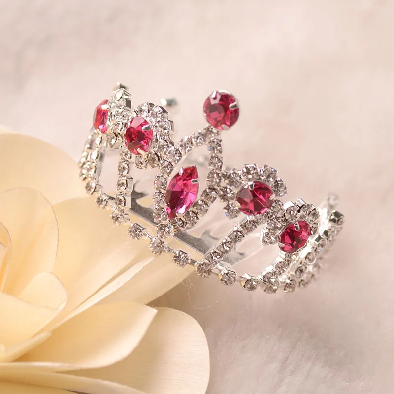 Миниатюрная тиара принцессы 4 см Ювелирное Украшение для волос с розовыми