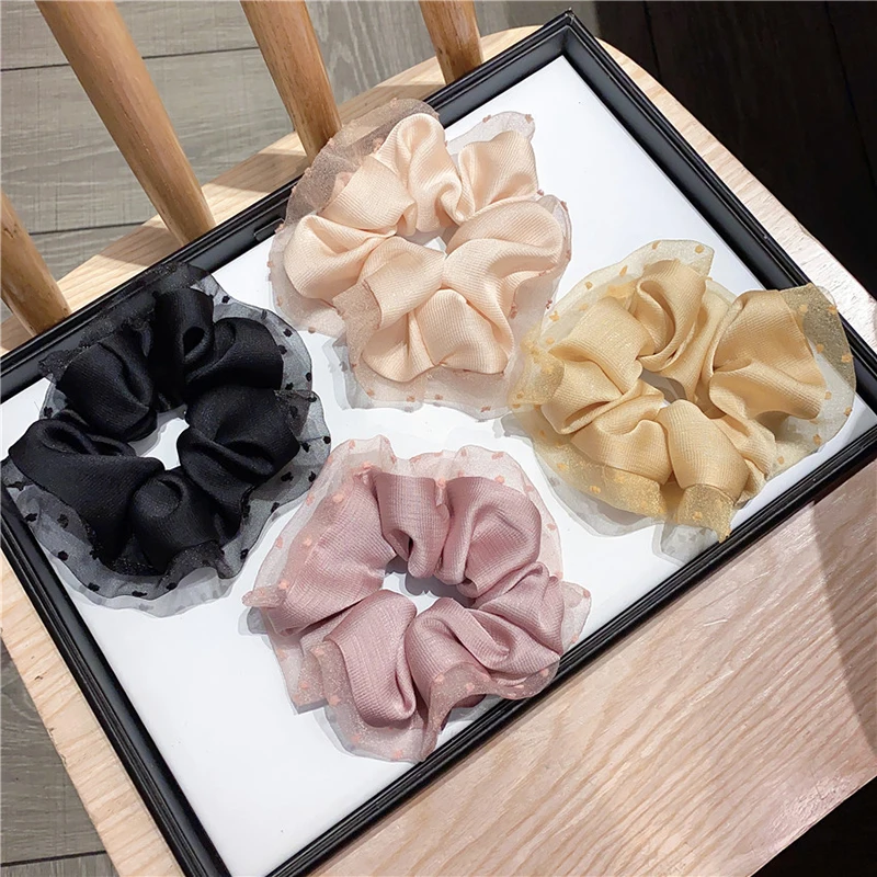 

Vintage Fashion Hair Scrunchie Elastic Hair Bands Solid Color Headwear Ponytail Holder Ties Rope Hair Accessories Gift