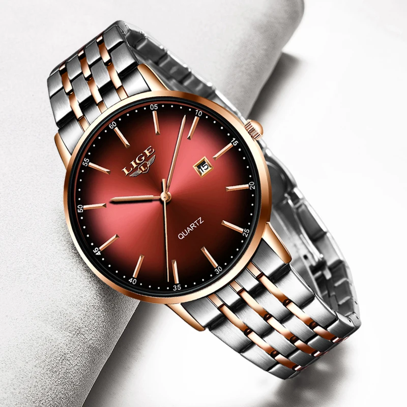 LIGE Новинка 2020 женские часы розового золота деловые кварцевые Женские Лучшие