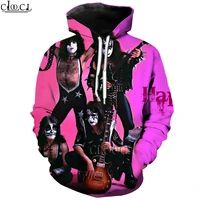 hx 2021 men women 3d print heavy metal kiss rock band hoodies unisex hipster casual sportswear all match tops drop shipping
