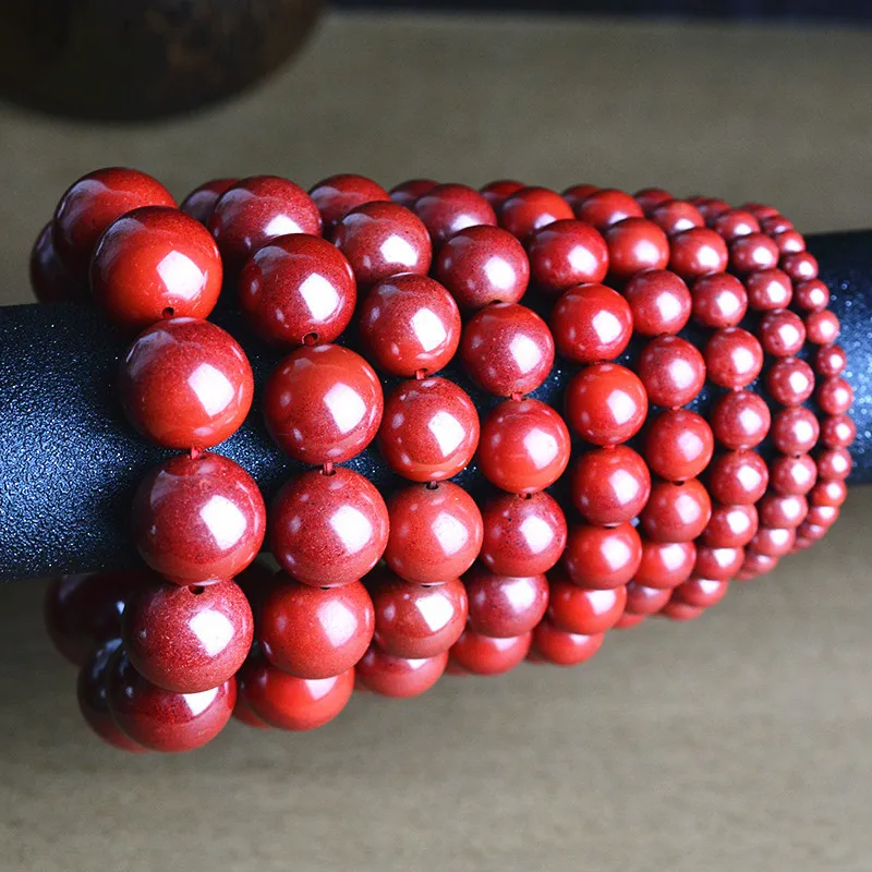 Natural high-content raw ore cinnabar bead bracelet single circle multiple 108 beads necklace jewelry certificate | Украшения и