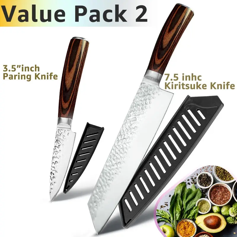 Value pack 2 Кухонный нож, 8 дюймов, профессиональные японские поварские ножи 7CR17 440C, высокоуглеродистая Нержавеющая сталь, нож для мяса, нож сантоку - Цвет: Value pack 2