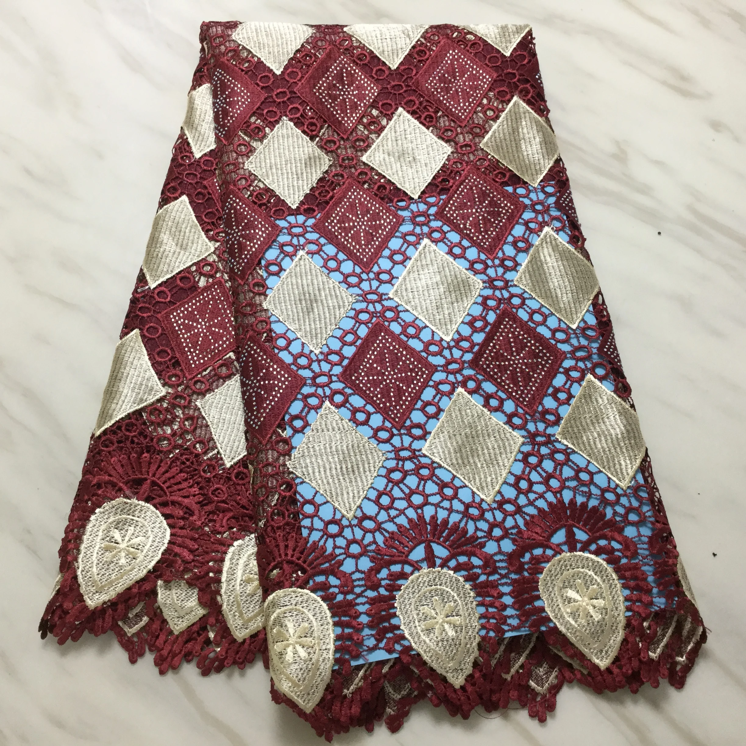 

NaXiu high quality Soft water-soluble lace fabric Nigeria swiss with stone lace fabric African Wedding party net yarn material