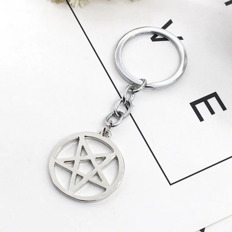

Anime BlackButler A Series Accessories Pentagram Keychain Hollow Out Satan Sign Alloy Electroplating Personality Keyring Pendant
