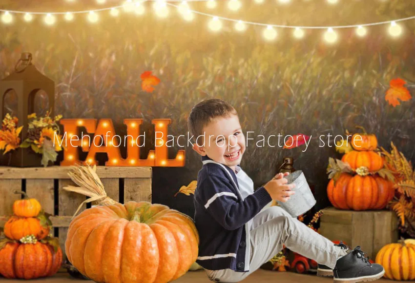 

Mehofond Autumn Photography Background Fall Barn Door Harvest Pumpkins Maple Portrait Baby Shower Party Backdrop Photo Studio