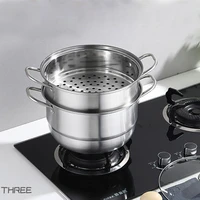 2 in 1 stainless steel steamer pot with visible lid double layer soup pot steam boil dual use kitchen cookware