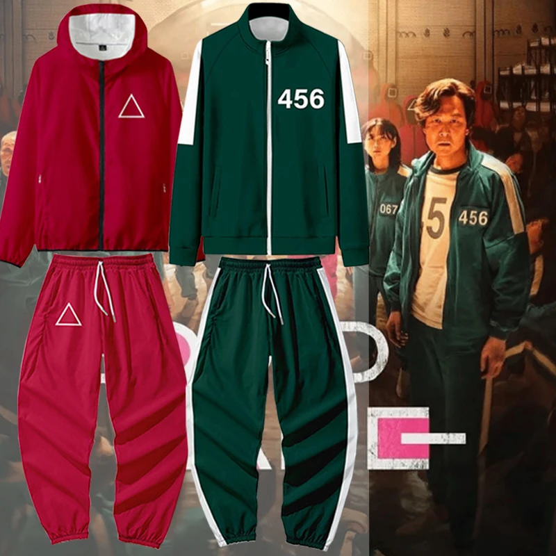 

TV Squid Game Round Six Cosplay Actor Lee Jung Jae 456 Same Deguisement Costume Mask Sportswear Coat Sportswear Jacket Costumes