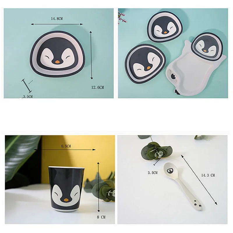 Наборы для здорового ребенка посуда в виде панды пингвина тарелка еды чашка