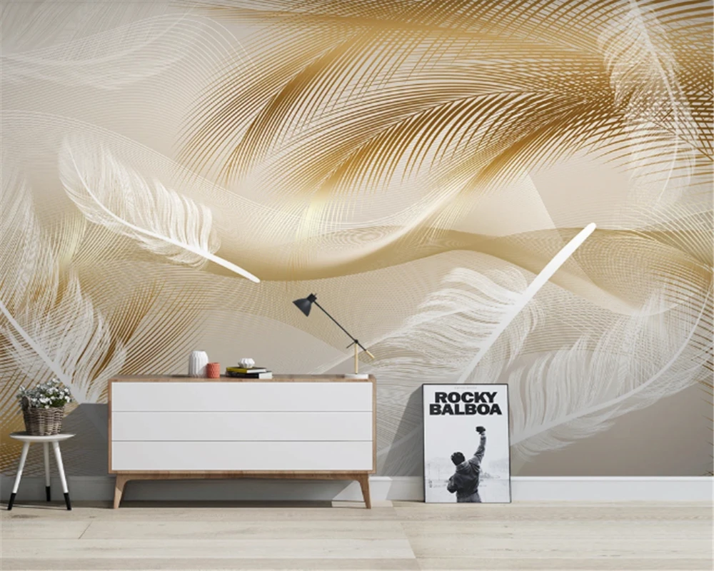 

beibehang papel de parede Custom 3D Nordic modern minimalist feather marble living room background wallpaper 3D home decoration