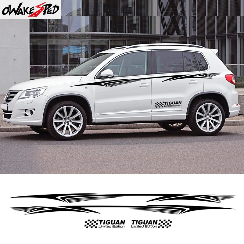 

1set Car Styling Both Side Door Waist Line Decor Stickers For Volkswagen Tiguan Auto Body Sport Stripes Vinyl Decals