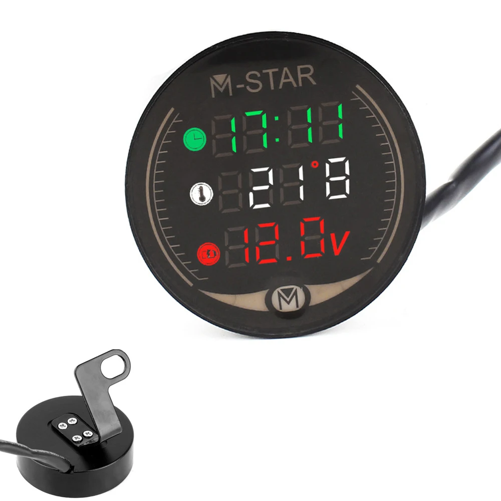 Цифровой вольтметр для мотоцикла со светодиодной подсветкой 3 в 1 измеритель