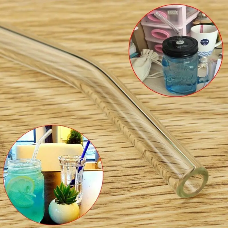 

4pcs Glass Straws +1pcs Brushes Eco Friendly Reusable Drinking Straw for Smoothies Cocktails Bar Party Favors Supplies
