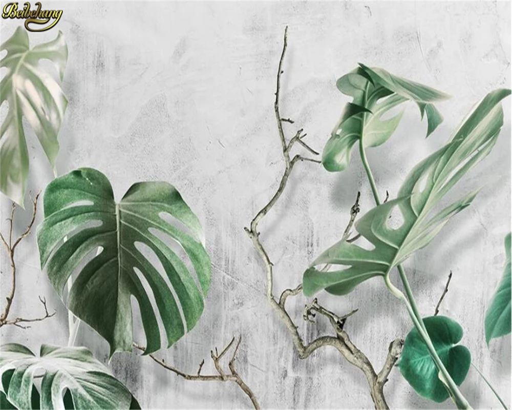 3d обои на заказ зеленый monstera дерево ветка девственница лес стерео ТВ фон стены papel