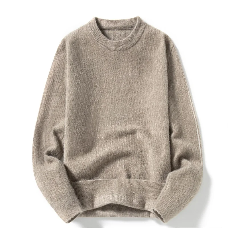 

2021 new men's Acrylic long sleeve round neck Plush thickened Cheney Pullover Sweater Korean sweater