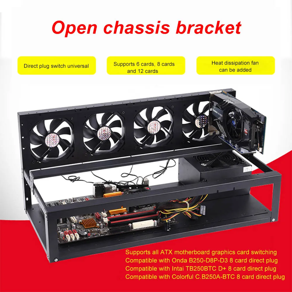

Чехол-подставка для майнинга, 8 GPU, открытая рамка для майнинга
