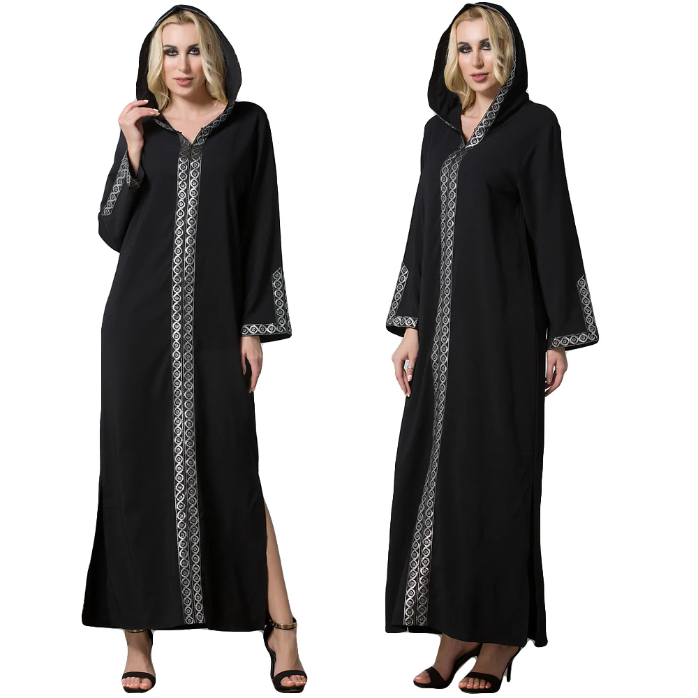 Рамадан женский кафтан абайя мусульманское платье макси с длинным рукавом