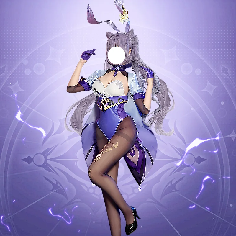 

Anime Game Genshin Impact Keqing Bunny Girl Jumpsuits Sexy Uniform Party Dress Cosplay Costume Halloween Free Shipping 2022 New