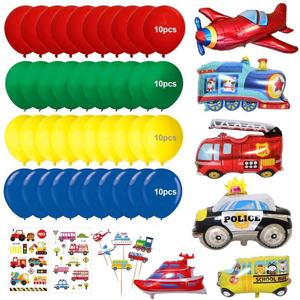 Decoraci&oacute;n de cumplea&ntilde;os para ni&ntilde;o, cartel de transporte para coche, cartel de feliz cumplea&ntilde;os, yate, autob&uacute;s escolar, cami&oacute;n de bomberos, avi&oacute;n, fiesta para ni&ntilde;os, veh&iacute;culos de transporte-2