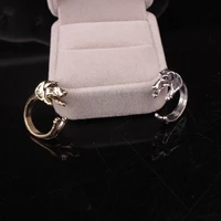 retro big eared dog animal ring silver color adjustable ring lovers ring pet dog wedding ring lady gift girl friend ring