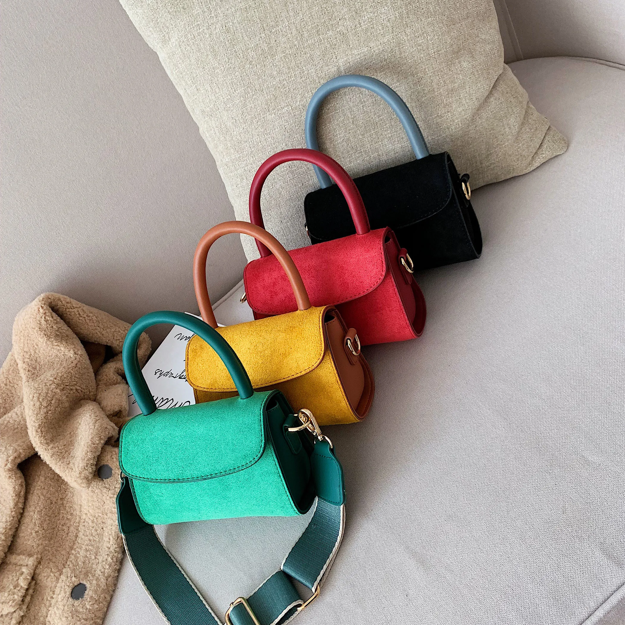 Suede Leather Crossbody Bags Women's Handbags High Quality Female Shoulder Girls Purses Luxury with handle | Багаж и сумки