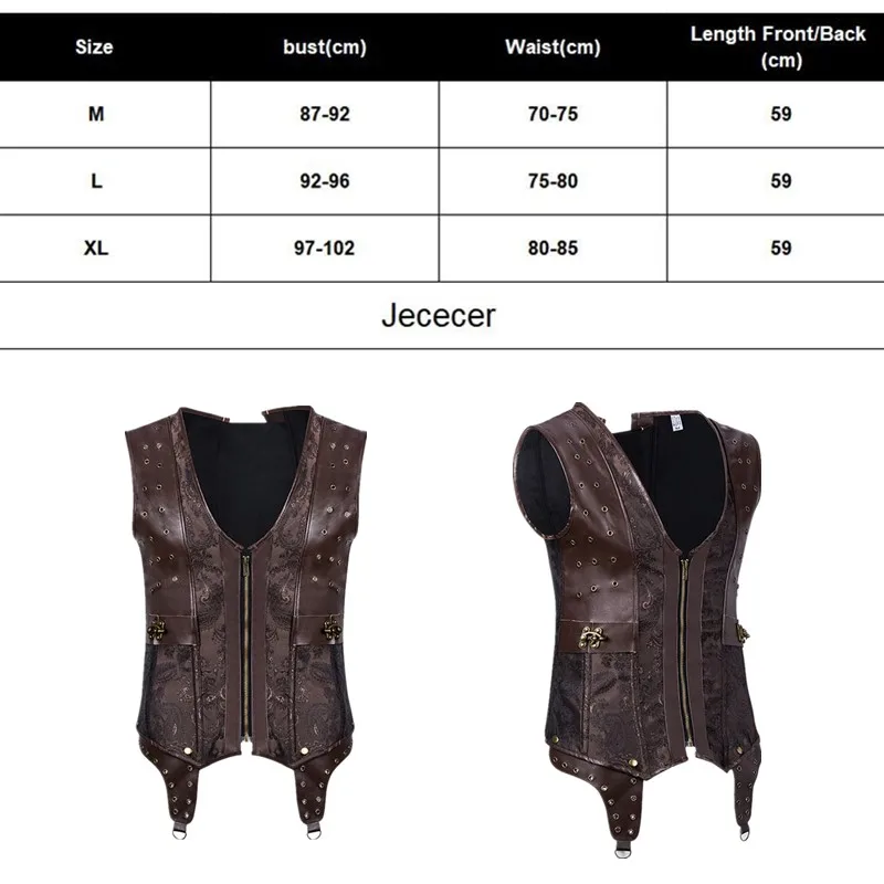 

Jececer Steampunk Corset Top Man Gothic Style Vest Coat Men Sleeveless Corset