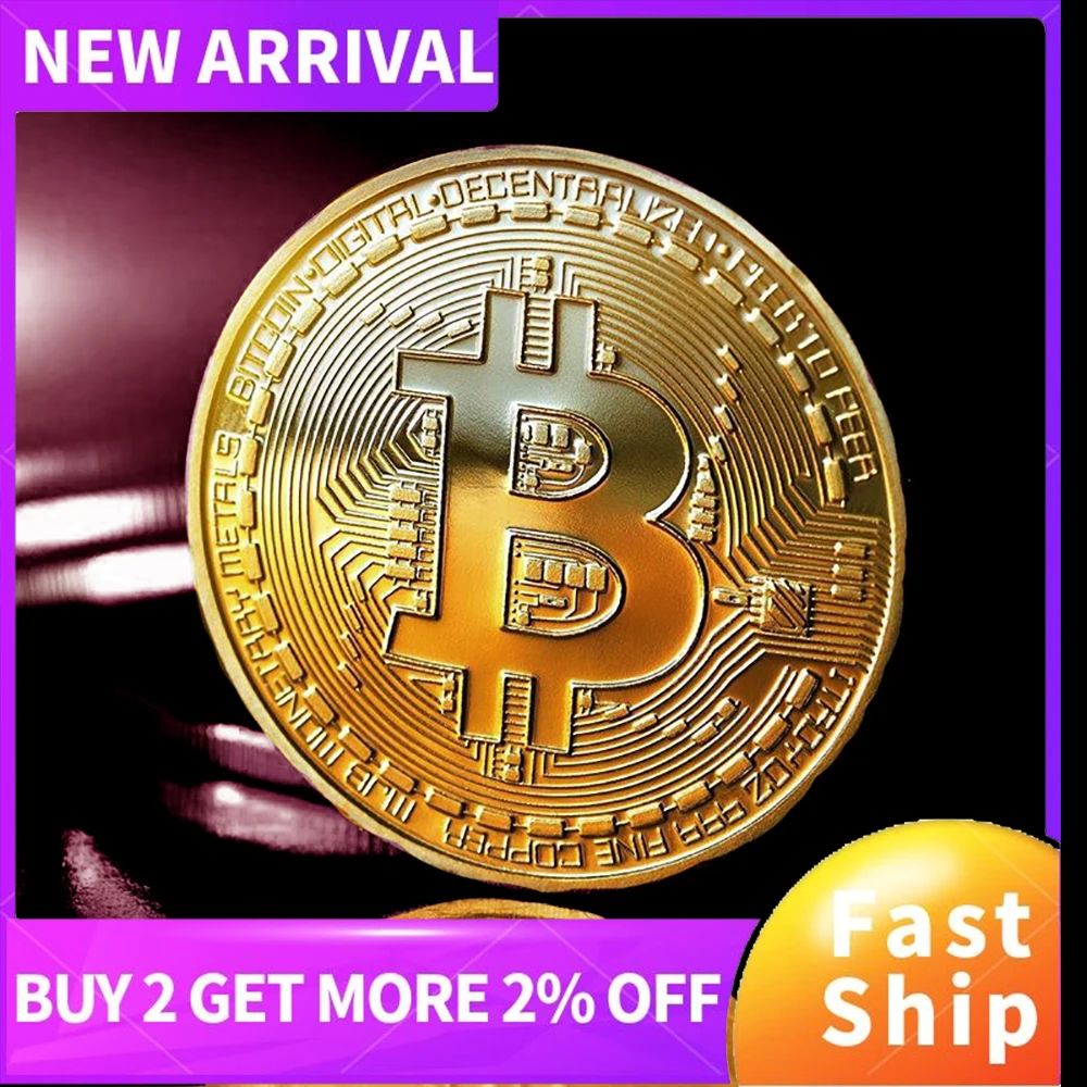 

BITCoin Art Collection Gold Plated Physical Bitcoins Bitcoin BTC with Case Gift Physical Metal Antique Imitation Silver Coins