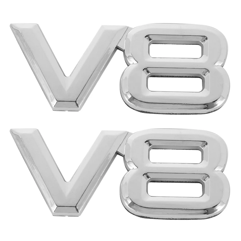 

2X 7.5X3.5Cm Auto Car V8 Stickers 3D Chrome Sticker Badge Emblem