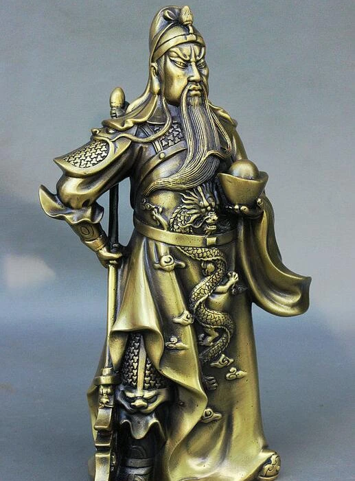 12 "Китайский чистый красный дракон Guan Gong Yu богатство маммон Бог YuanBao Статуя |