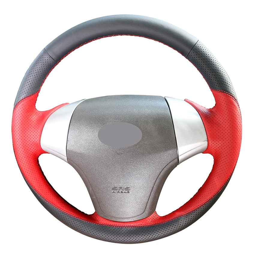 Прошитый вручную черный красный кожаный Противоскользящий чехол рулевого