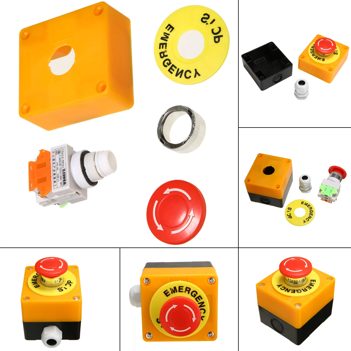 Кнопка аварийного остановки переключатель с красным знаком самоблокирующийся