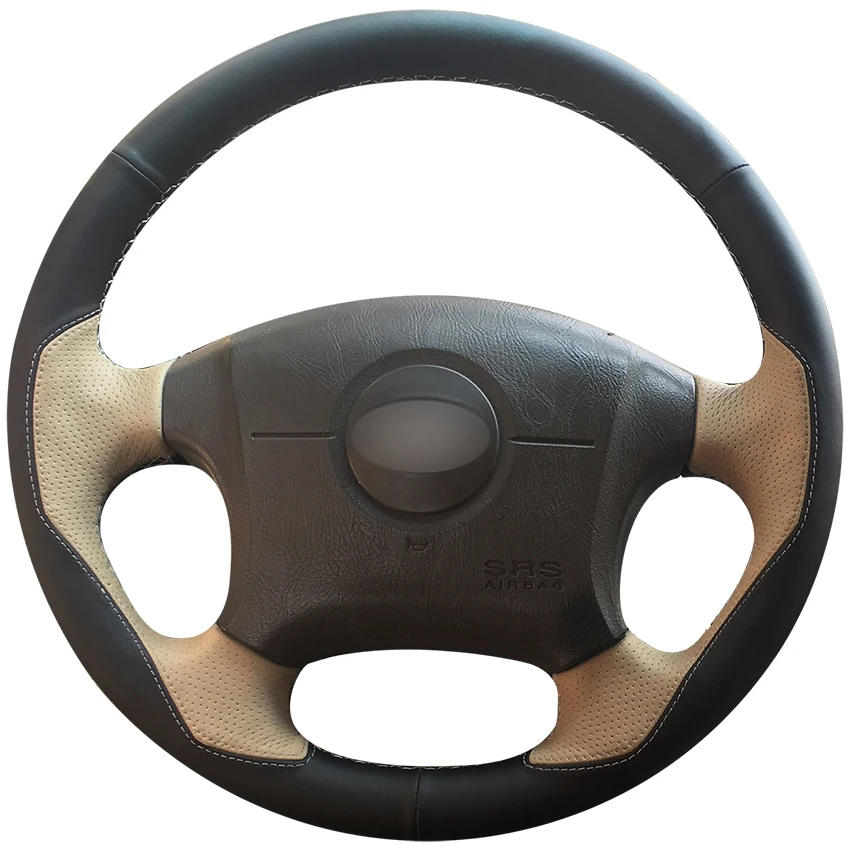 

Hand-stitched Black Beige Leather Anti-slip Car Steering Wheel Cover for 2004-2011 Hyundai Elantra Old Elantra