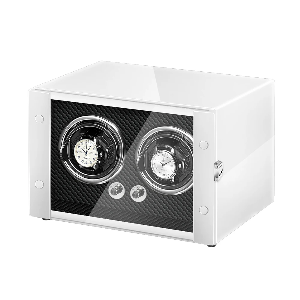 

Ebony Baking Finish Watch Winder LED Blue Light Mode Watch Quiet Motor Wooden Storage Box Practical Automatic Watches