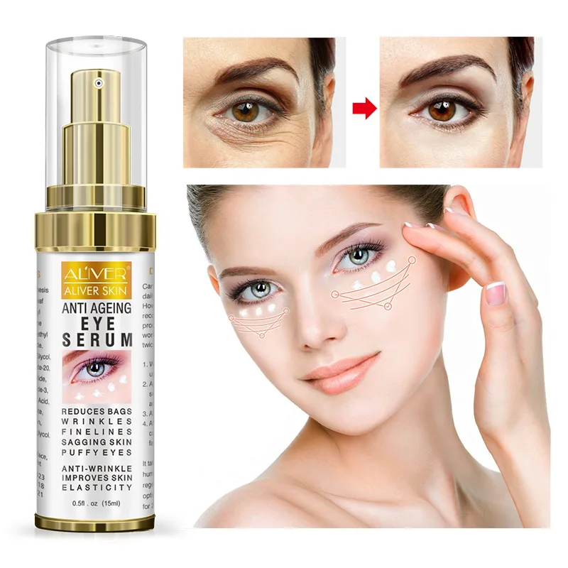 

ALIVER Anti-Aging Eye Essence Cream Fades Fine Lines Anti Puffiness Removes Bags Dark Circles Moisturizes Tightens Brighten Skin