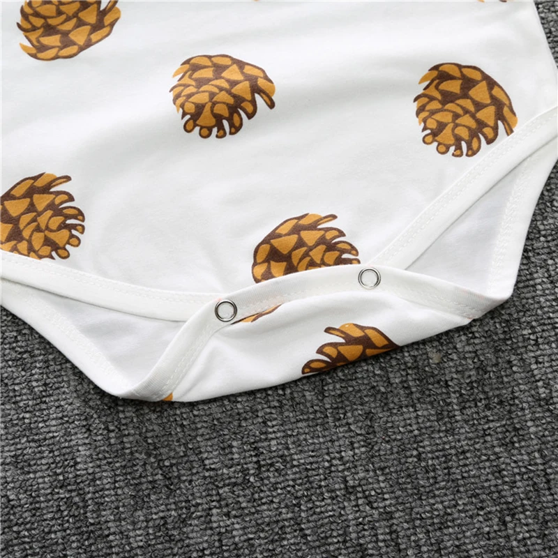 Летняя одежда для новорожденных мальчиков с принтом сосновых конусов боди