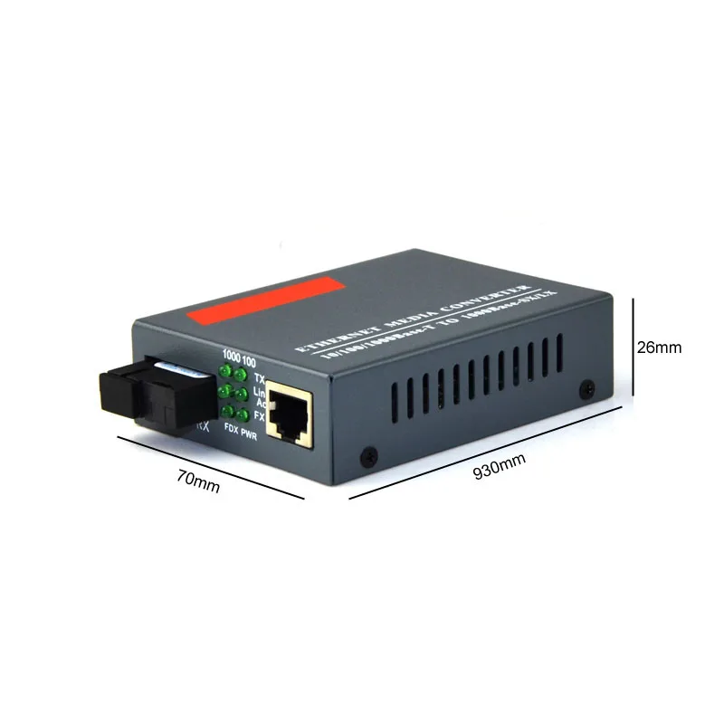 Медиа конвертер Gigabit Ethernet 1 25 ГБ/сек. одномодовый SC волокно 1000Base FX до 10/100/1000Base TX 20 км