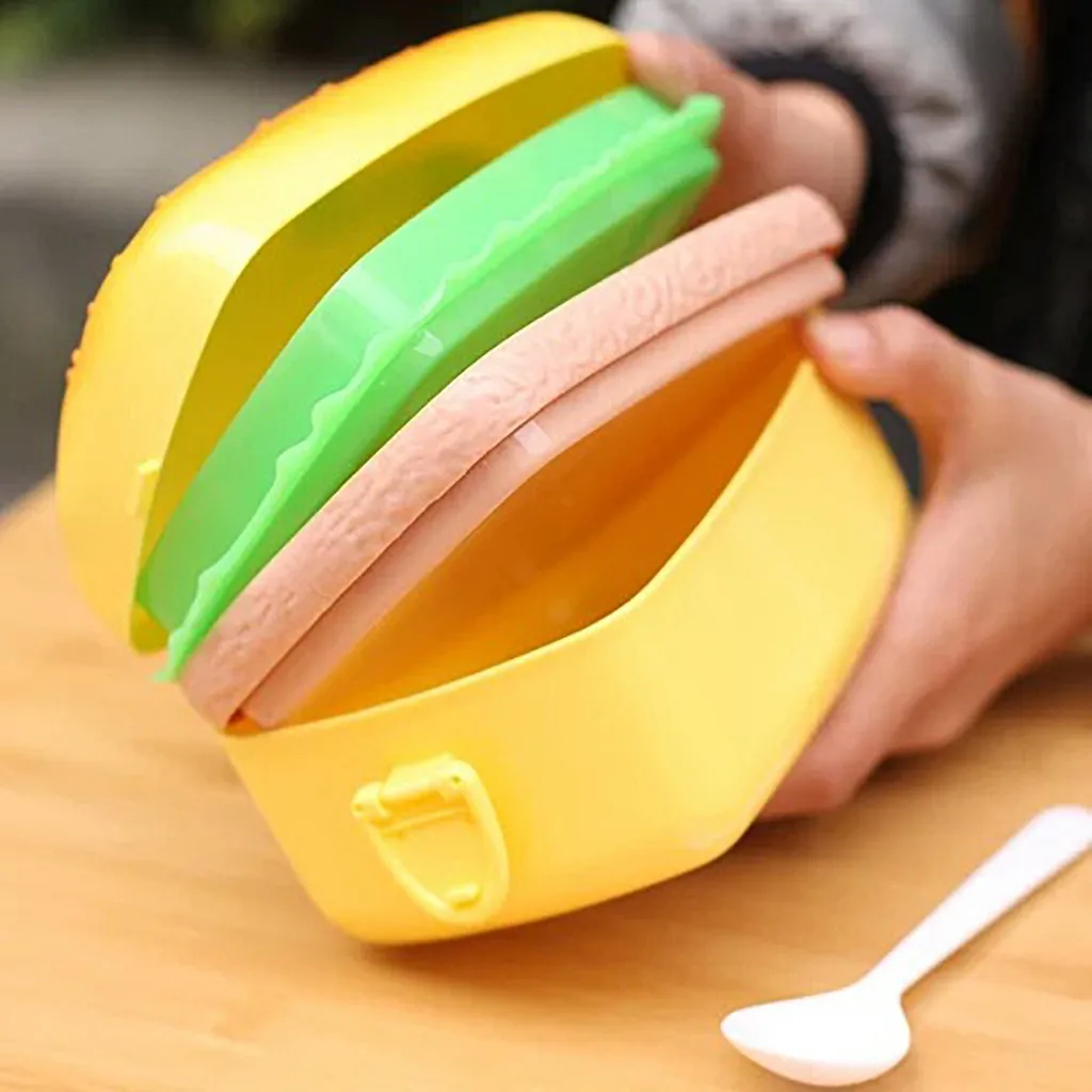 GH Creative Popular Lunch Box Of Food Containers Storage For Children With Fork Hamburger lunch box | Дом и сад