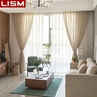 Шторы LISM льняные текстильные, однотонные прозрачные Занавески, тюль, вуаль, для гостиной, кухни, спальни, драпировки, панели для окон
