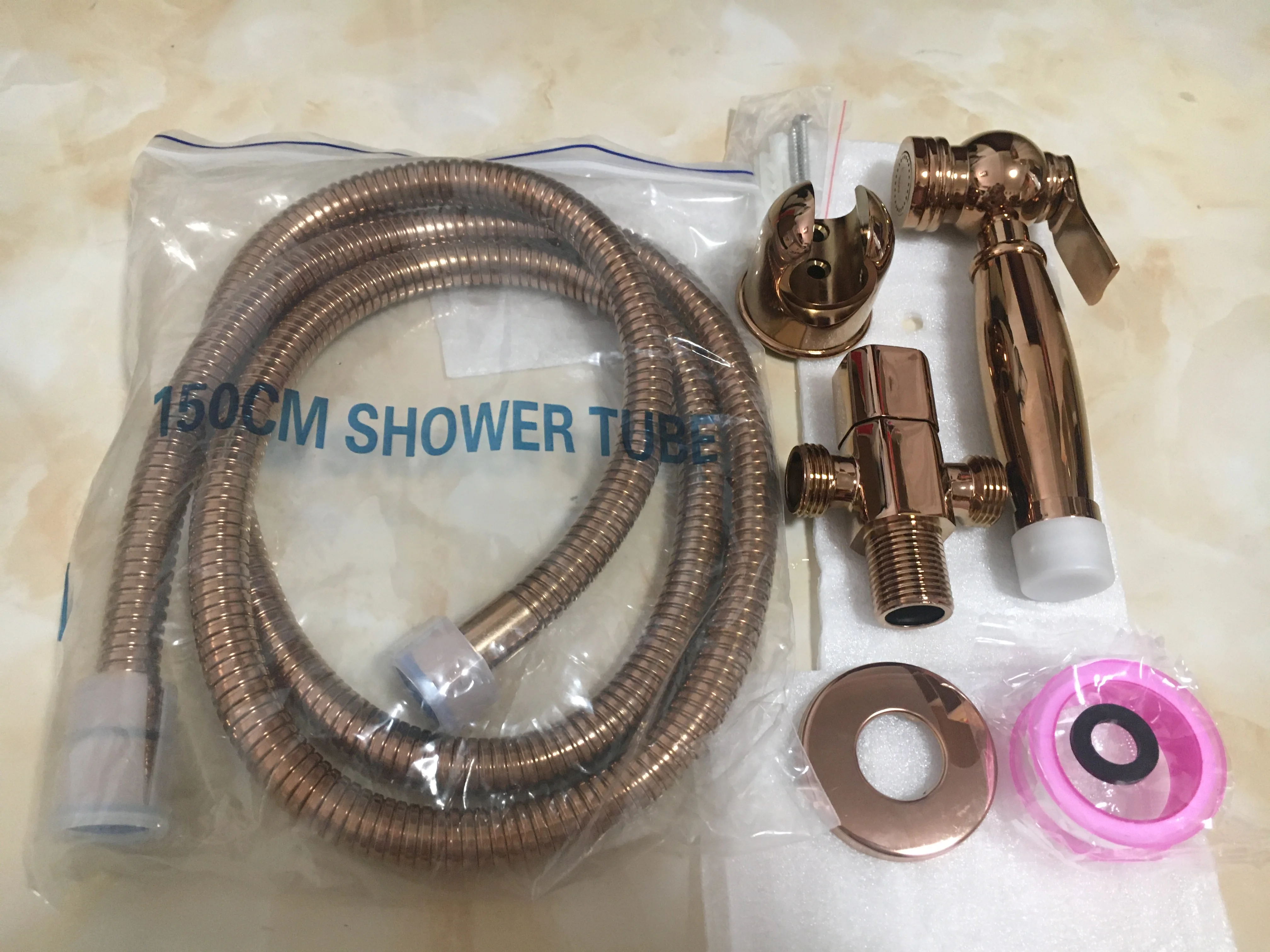 classic high quality rose golden nickel brushed copper brass wall mounted bidet set high pressure spray gun for bathroom free global shipping