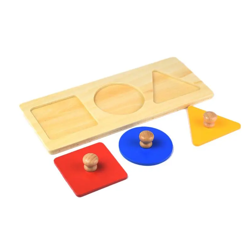 

Montessori Round/Triangle/Square Stacking Matching Board Geometry Puzzle Toy Early Educational Tool